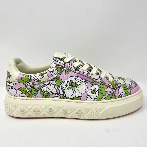 Tory Burch Ladybug Sneaker in Purple Bold Flowers / Oyster Size 9 New - Picture 8 of 14